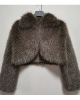 Pink chanelstyle lapel fur coat thermal fox fur elmo jacket