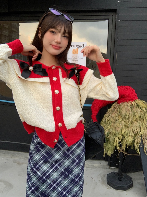 Show young bow coat Korean style loose sweater