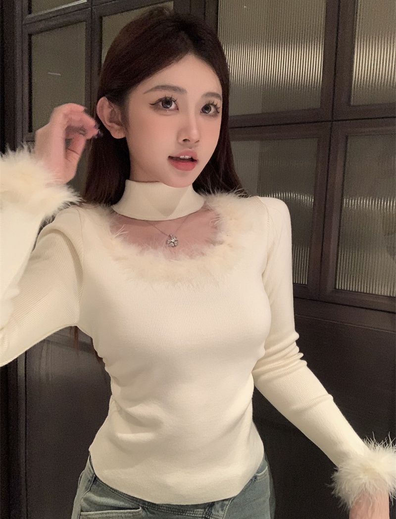 Square collar sweater plush tops for women