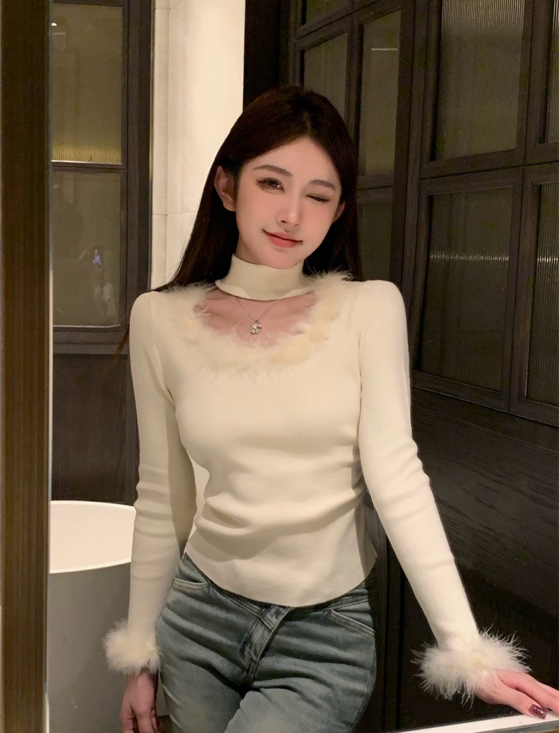 Square collar sweater plush tops for women
