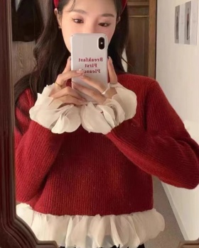 Autumn and winter tops red bottoming shirt for women