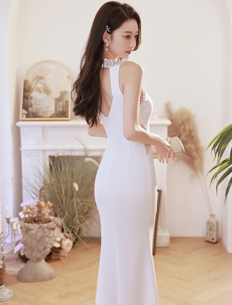 Halter niche formal dress mermaid light luxury long dress