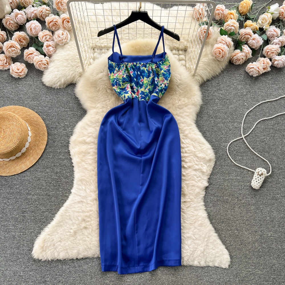 Splice wrapped chest long dress vacation dress for women