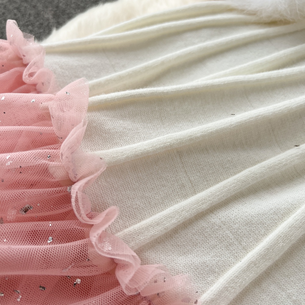 Western style splice shawl gauze dress 2pcs set for women