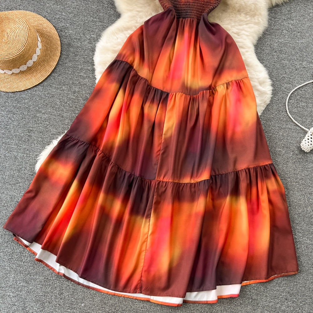 Big skirt niche temperament long flame slim vacation dress
