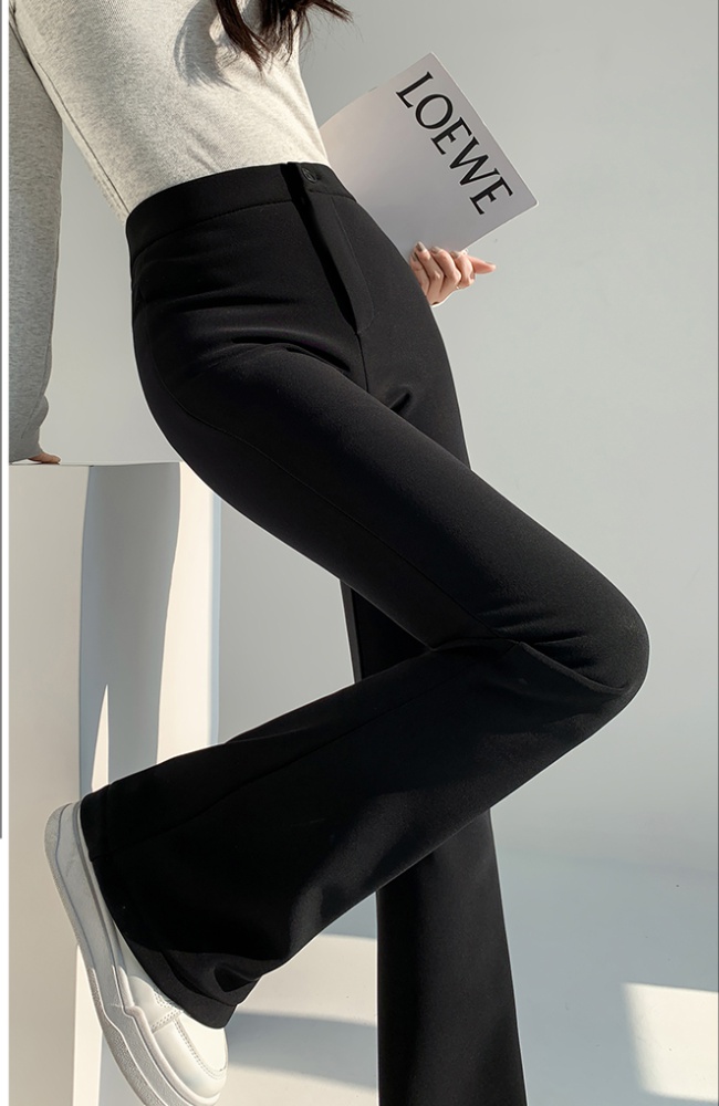 Plus velvet drape wide leg pants elasticity business suit