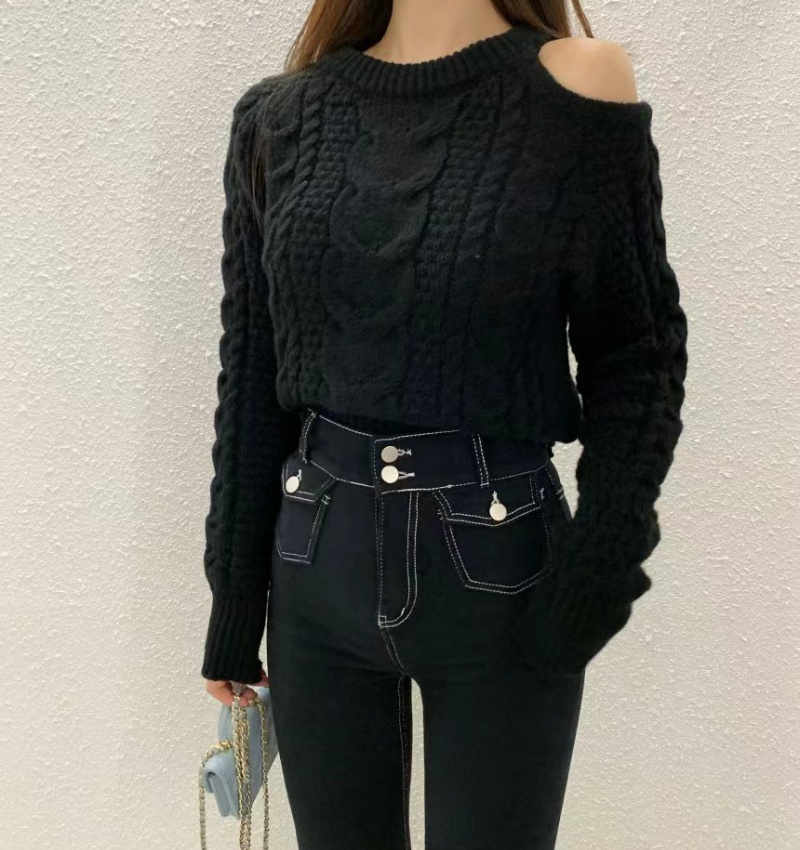Loose personality Korean style long sleeve twist sweater