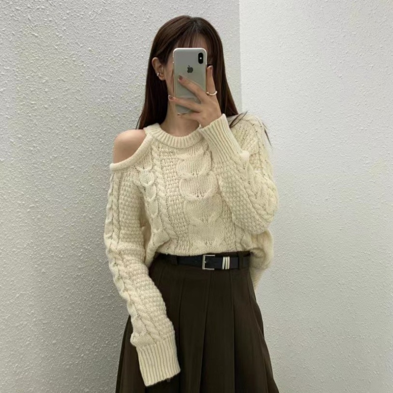 Loose personality Korean style long sleeve twist sweater