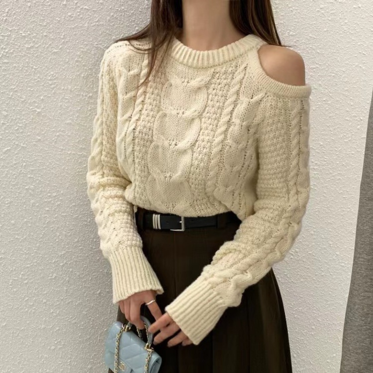 Loose personality Korean style long sleeve twist sweater