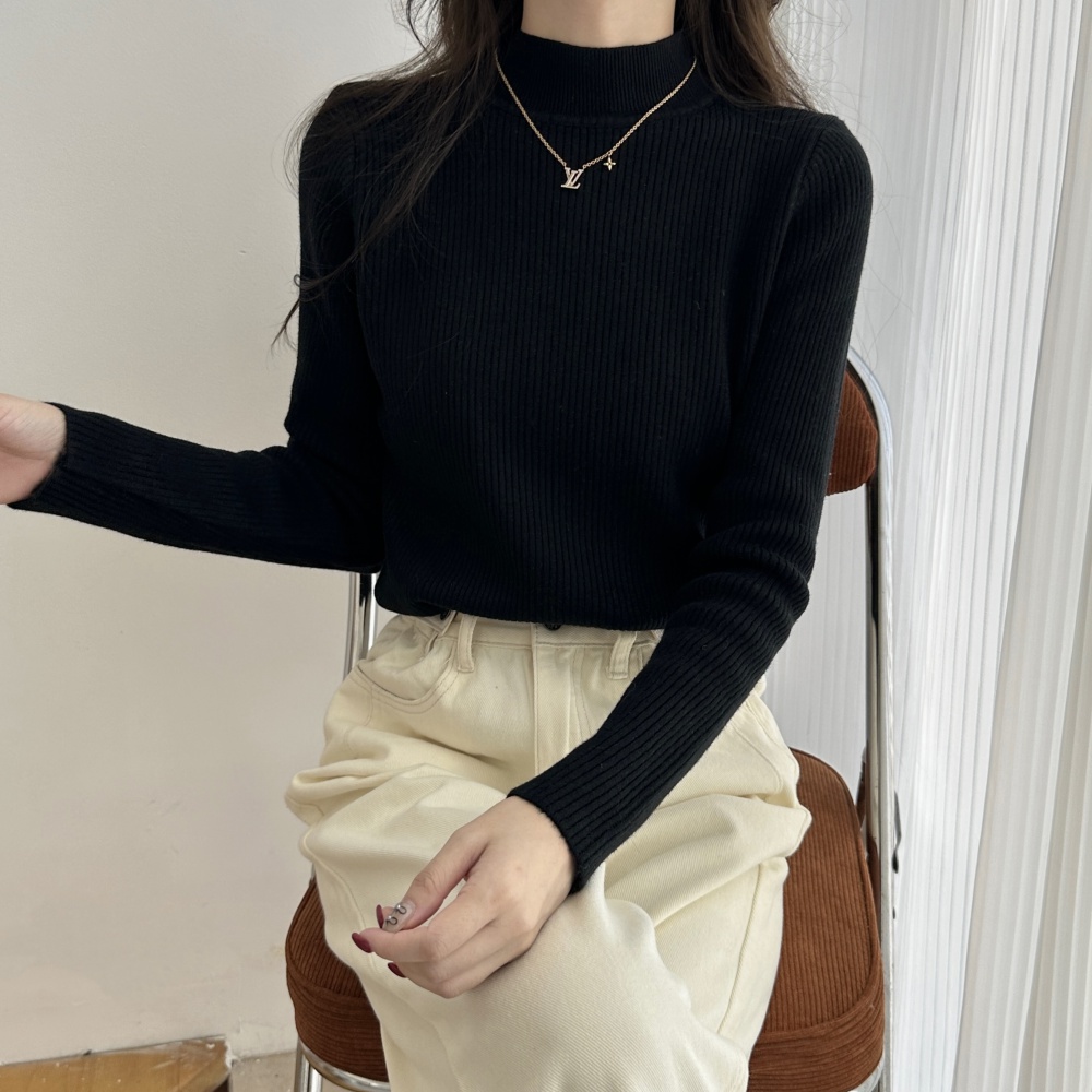 Thick half high collar bottoming knitted sweater for women