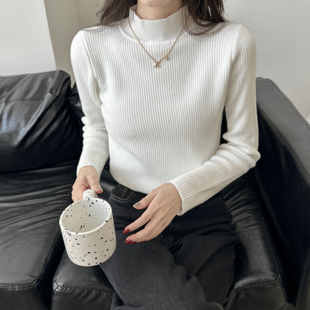 Thick half high collar bottoming knitted sweater for women