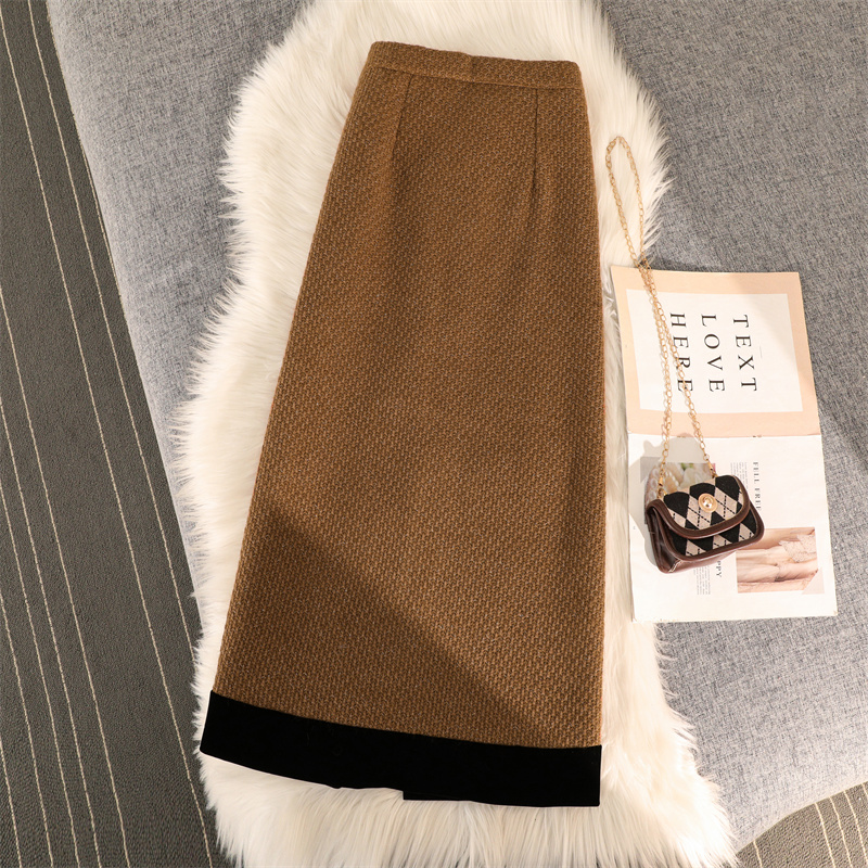 Package hip slim winter chanelstyle coarse flower skirt
