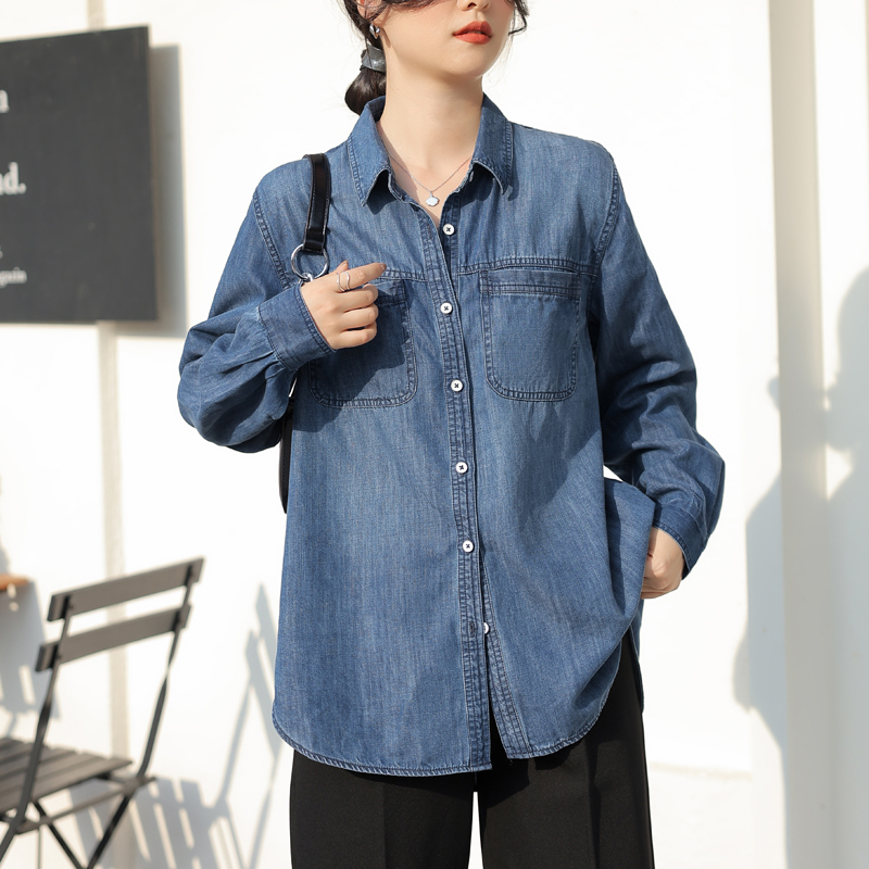 Spring and autumn denim not crimping shirt for women