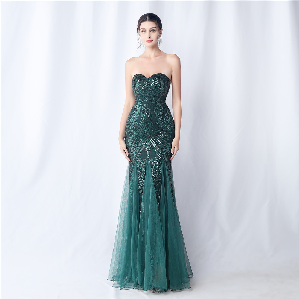 Annual meeting colors gauze clipping evening dress