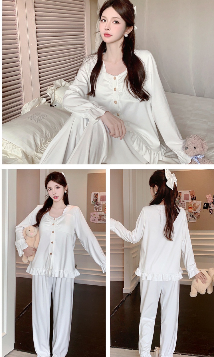 Homewear autumn cardigan thermal thick pajamas a set for women