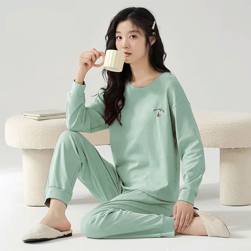 Homewear round neck autumn pajamas 2pcs set for women