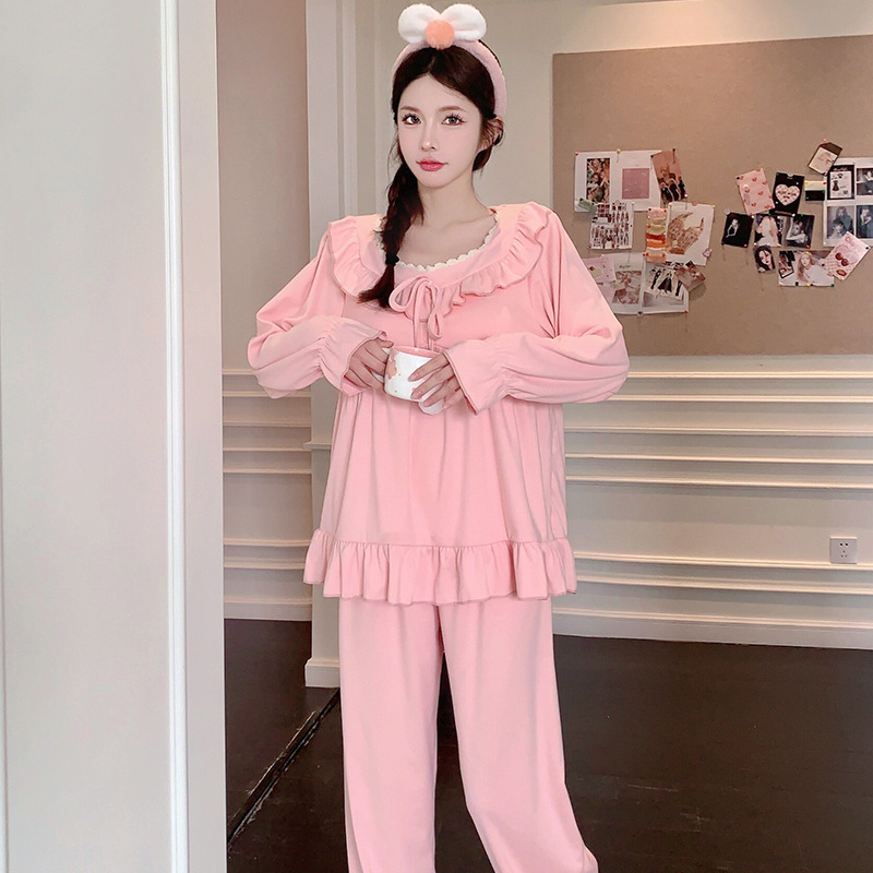 Korean style homewear lace flannel pajamas for women