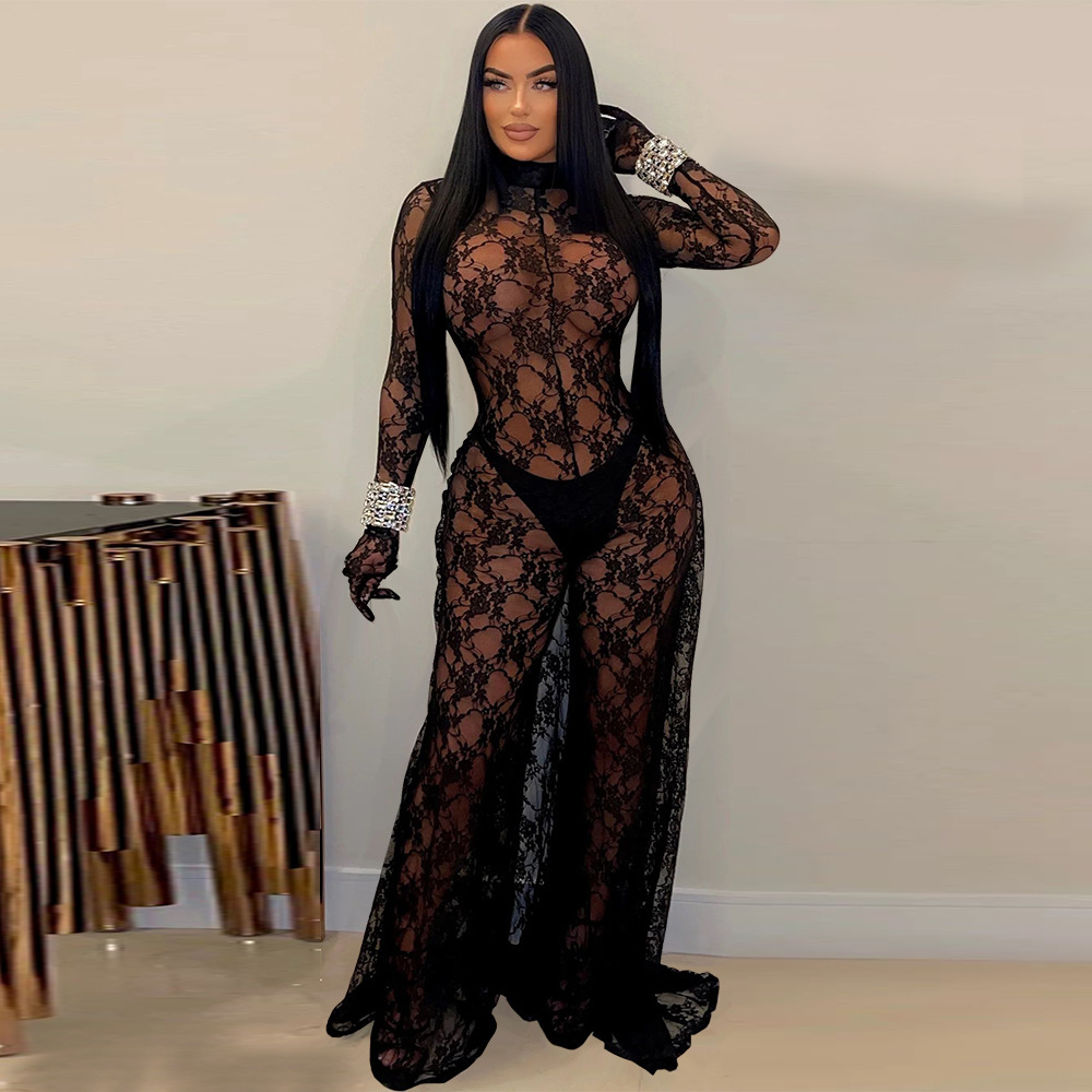 Lace bandage sexy European style sexy jumpsuit for women