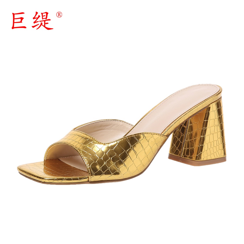 Thick high-heeled lazy shoes fashion slippers for women