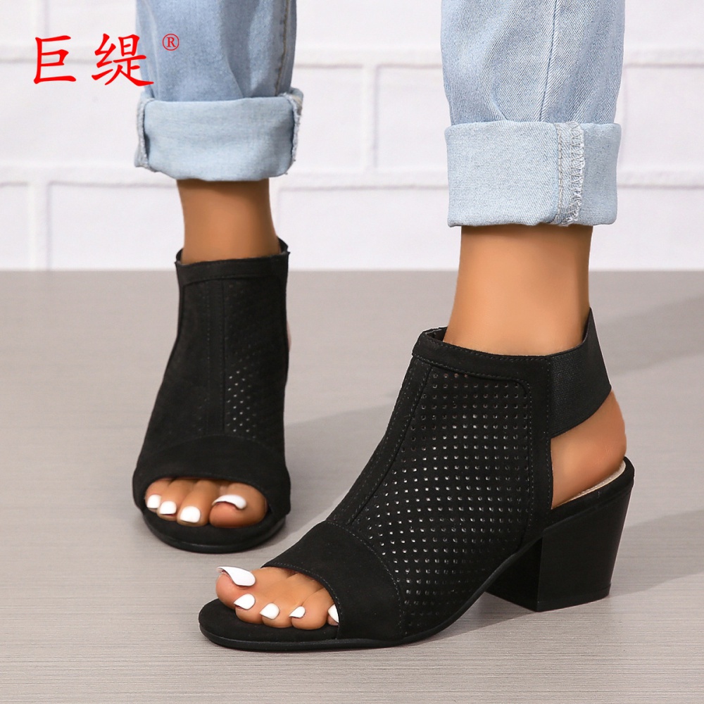 European style high-heeled lazy shoes round fashion sandals