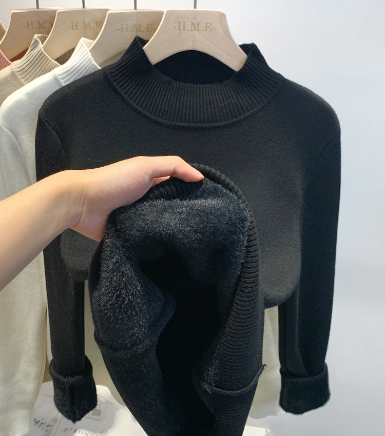Half high collar thick sweater pullover tops for women