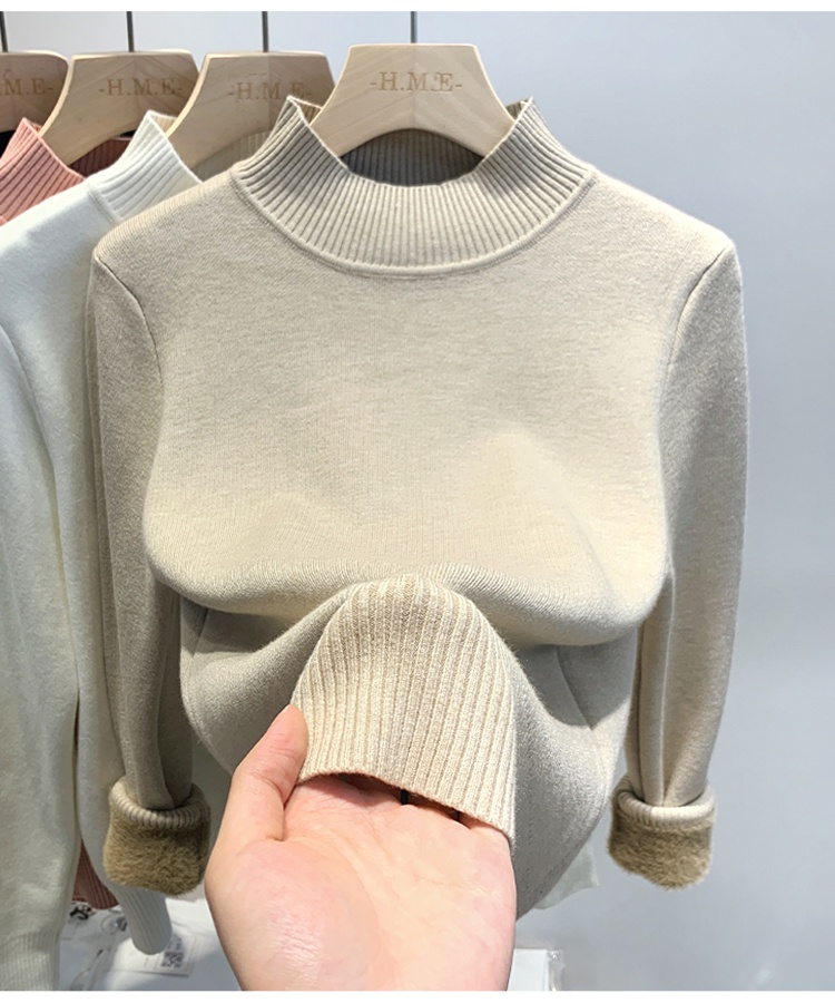 Half high collar thick sweater pullover tops for women