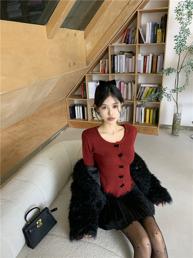 Bow sweater autumn and winter tops for women