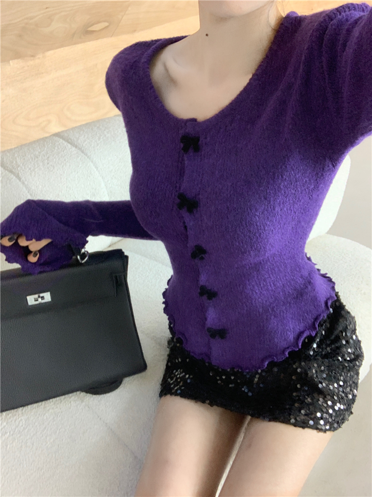 Bow sweater autumn and winter tops for women