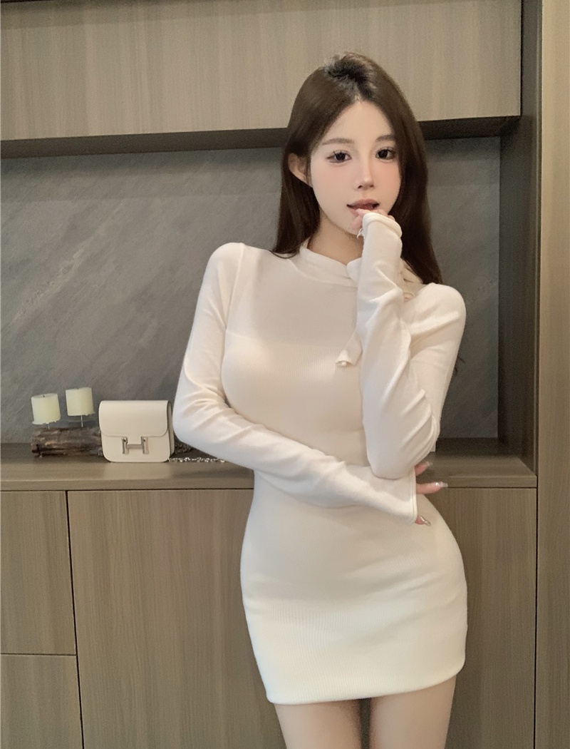Slim perspective bottoming shirt knitted dress