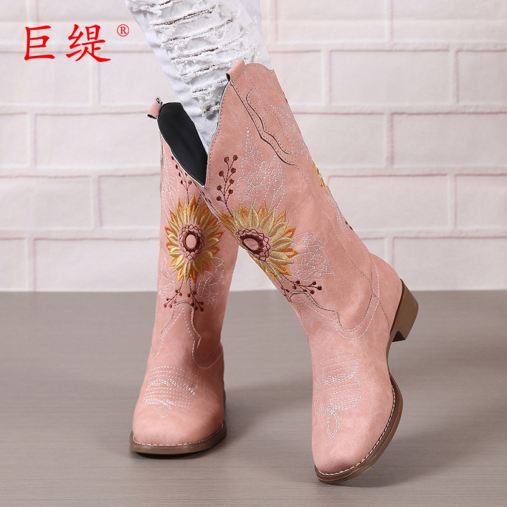 Autumn and winter thigh boots embroidered boots for women