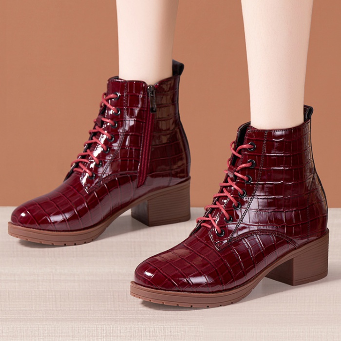 Middle-heel short boots slim martin boots for women