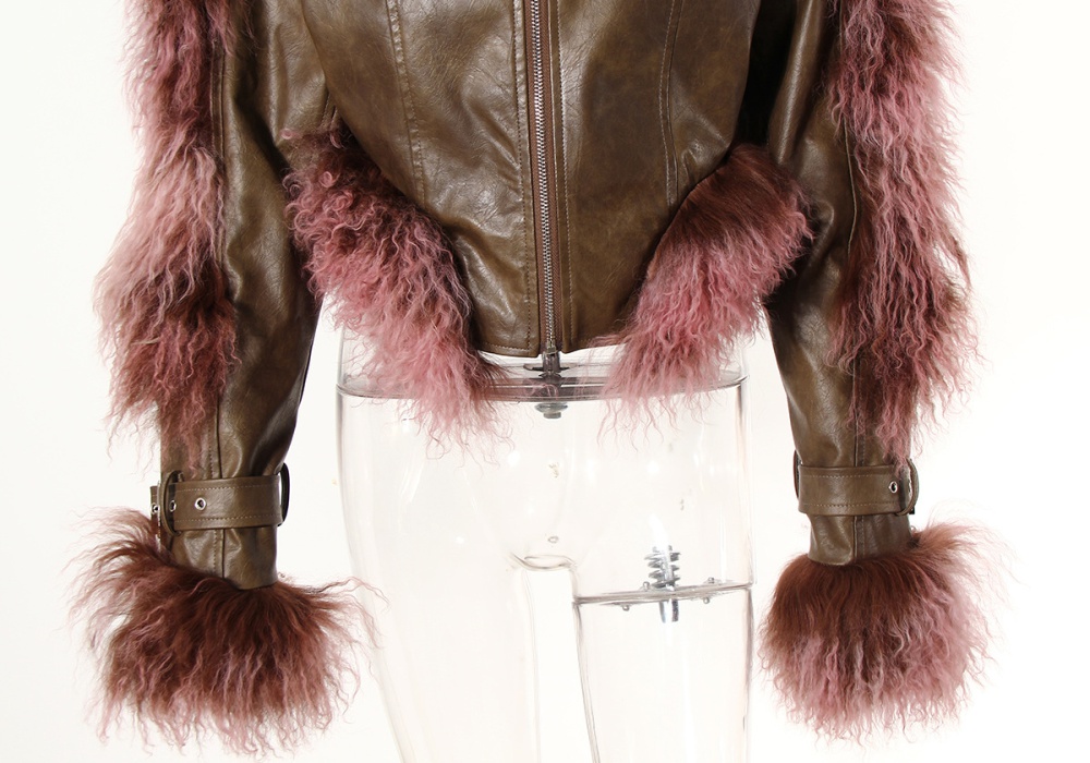 Shoulder pads spicegirl leather coat winter coat for women