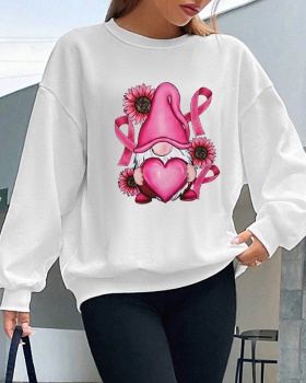 Printing round neck pattern long sleeve hoodie for women