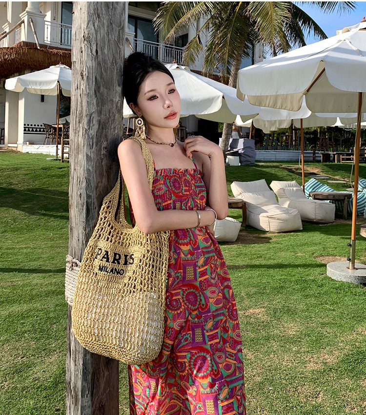 Sling summer seaside colors vacation dress for women