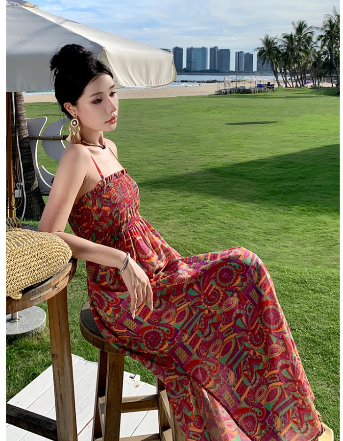 Sling summer seaside colors vacation dress for women