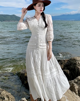 White lace long dress France style tender dress for women