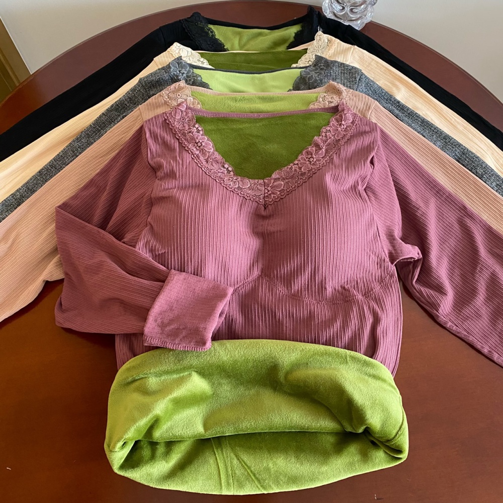 Plus velvet tops with chest pad warmth underware