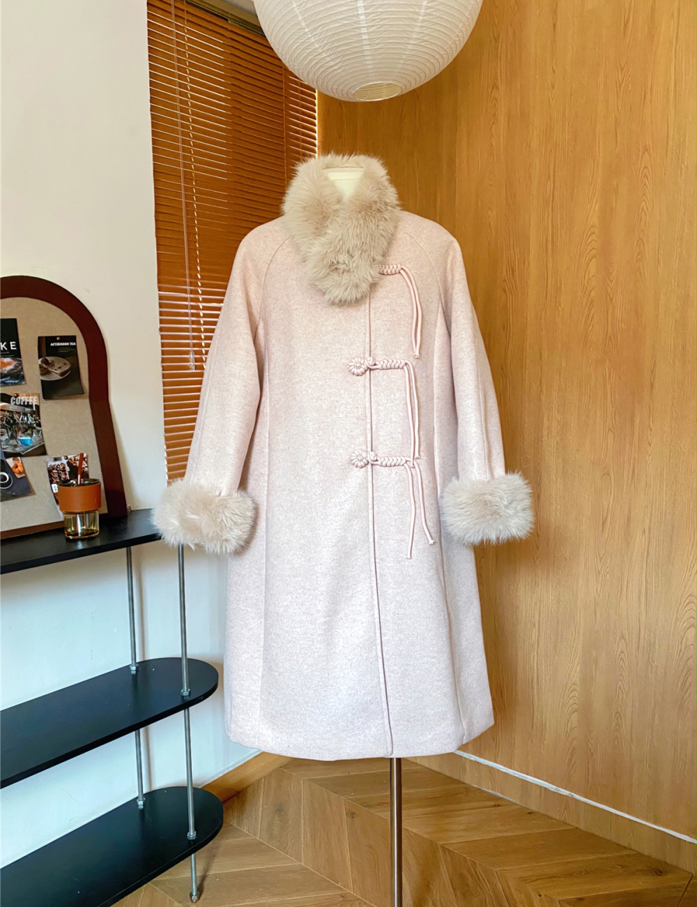 Pink autumn and winter coat long down overcoat