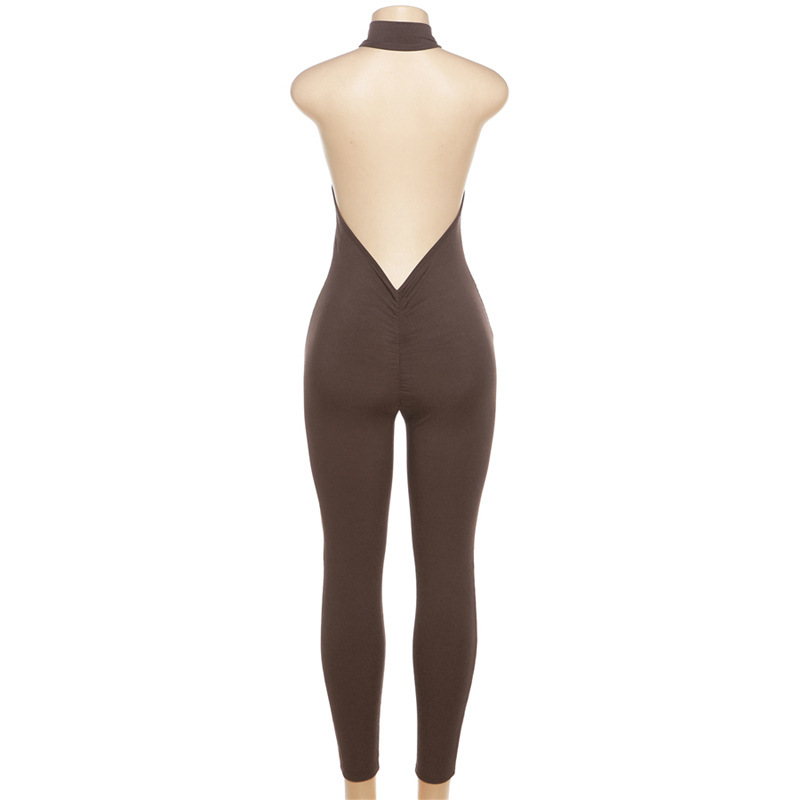 Slim spring high waist sports jumpsuit for women