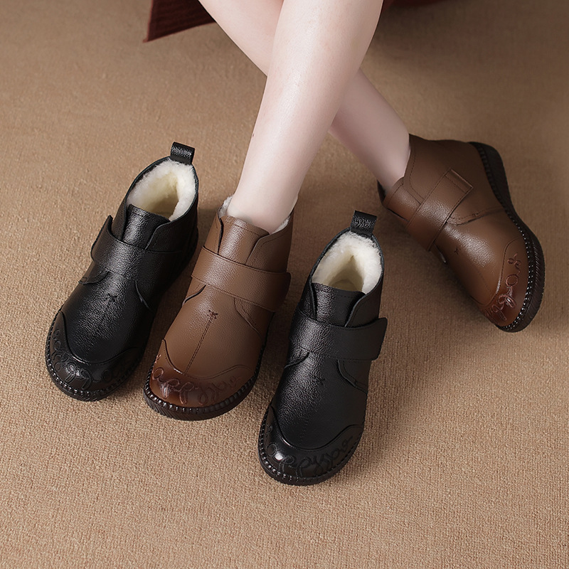 Thermal flat shoes cotton antiskid short boots