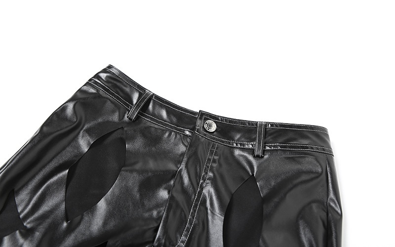 Autumn sexy leatherette hollow straight long pants