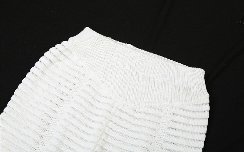 High waist knitted long pants slim Casual tops a set