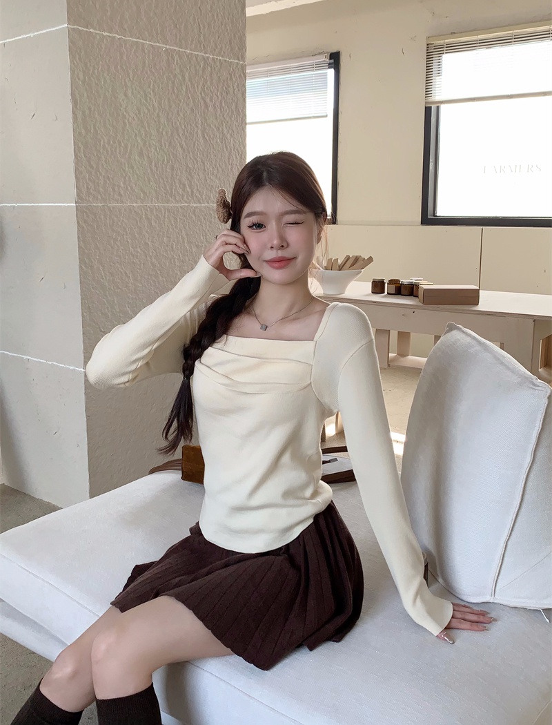 Autumn and winter bottoming shirt square collar sweater