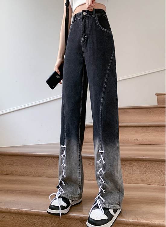 Gradient frenum wide leg pants high waist jeans for women