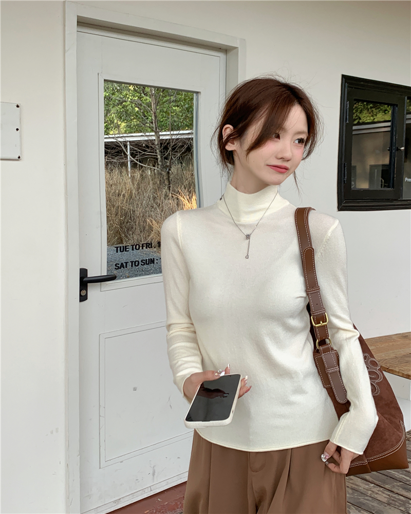 Soft all-match Korean style slim bottoming shirt for women