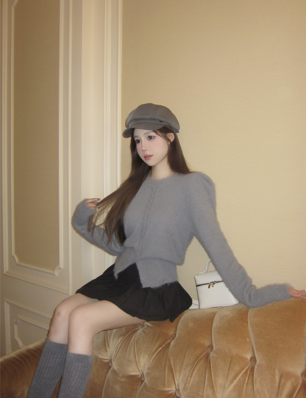 Chanelstyle Korean style coat multi buckles sweater