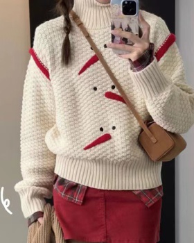 Pullover lovely high collar winter sweater for women