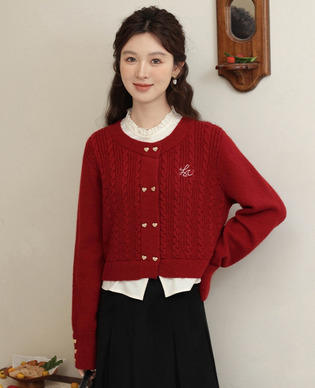Spring and autumn sweater cherry tops for women