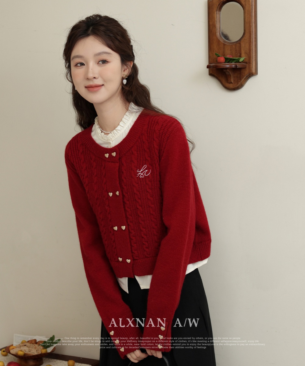 Spring and autumn sweater cherry tops for women