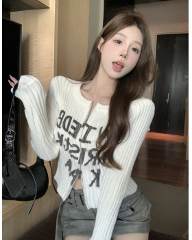 Printing personality winter sweater knitted zip cardigan